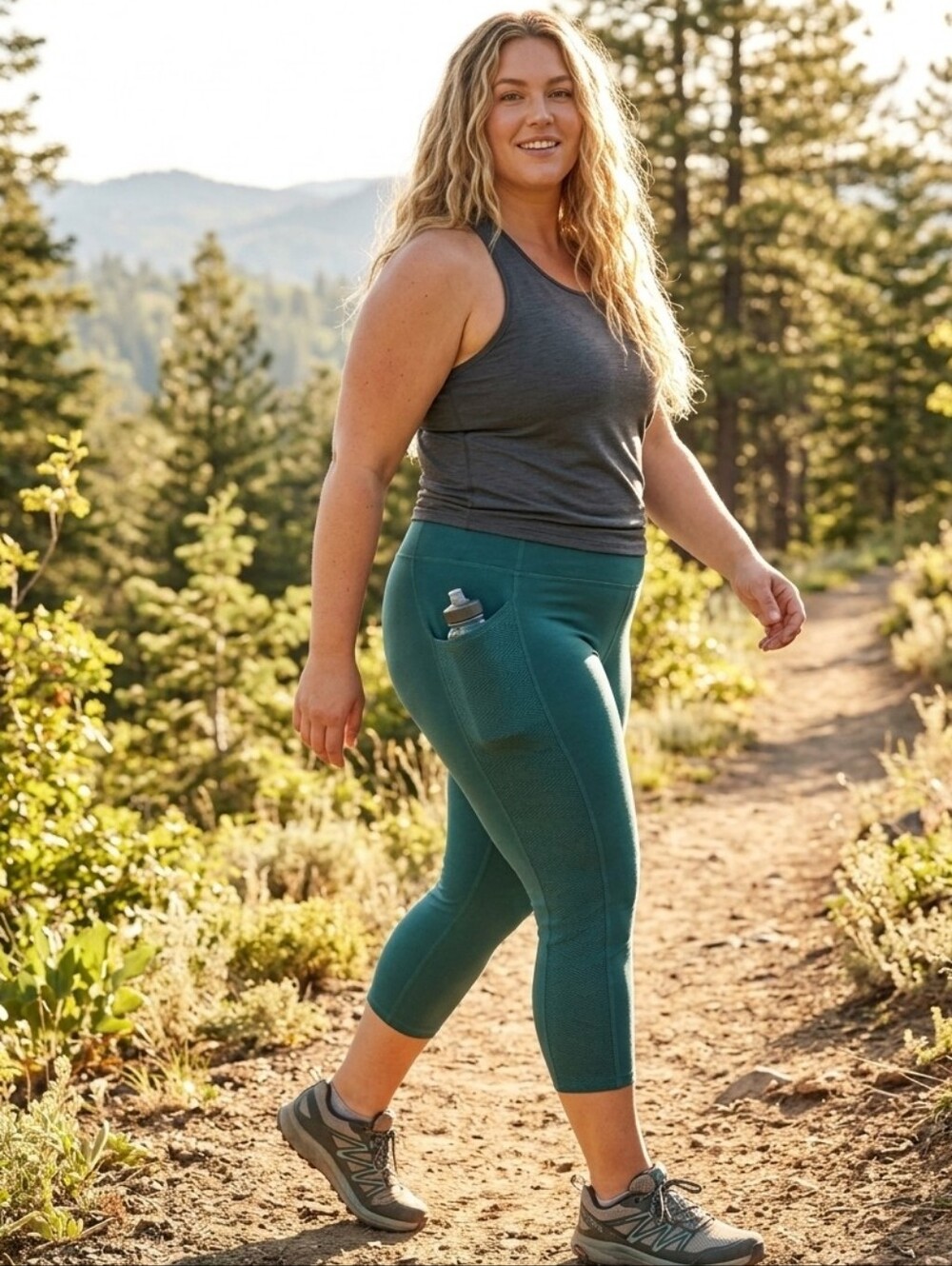 Performance + Luxury Teal Capri Leggings XXL Stretch Activewear 2X